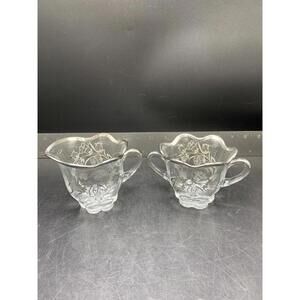 DUNCAN MILLER CANTERBURY CREAM & SUGAR SET SILVER OVERLAY SCALLOPED EDGE